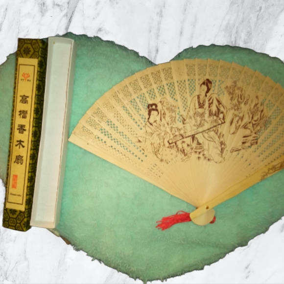 Deluxe 9 in. Wooden Fan(Chinese craft) - Picture 2 of 4